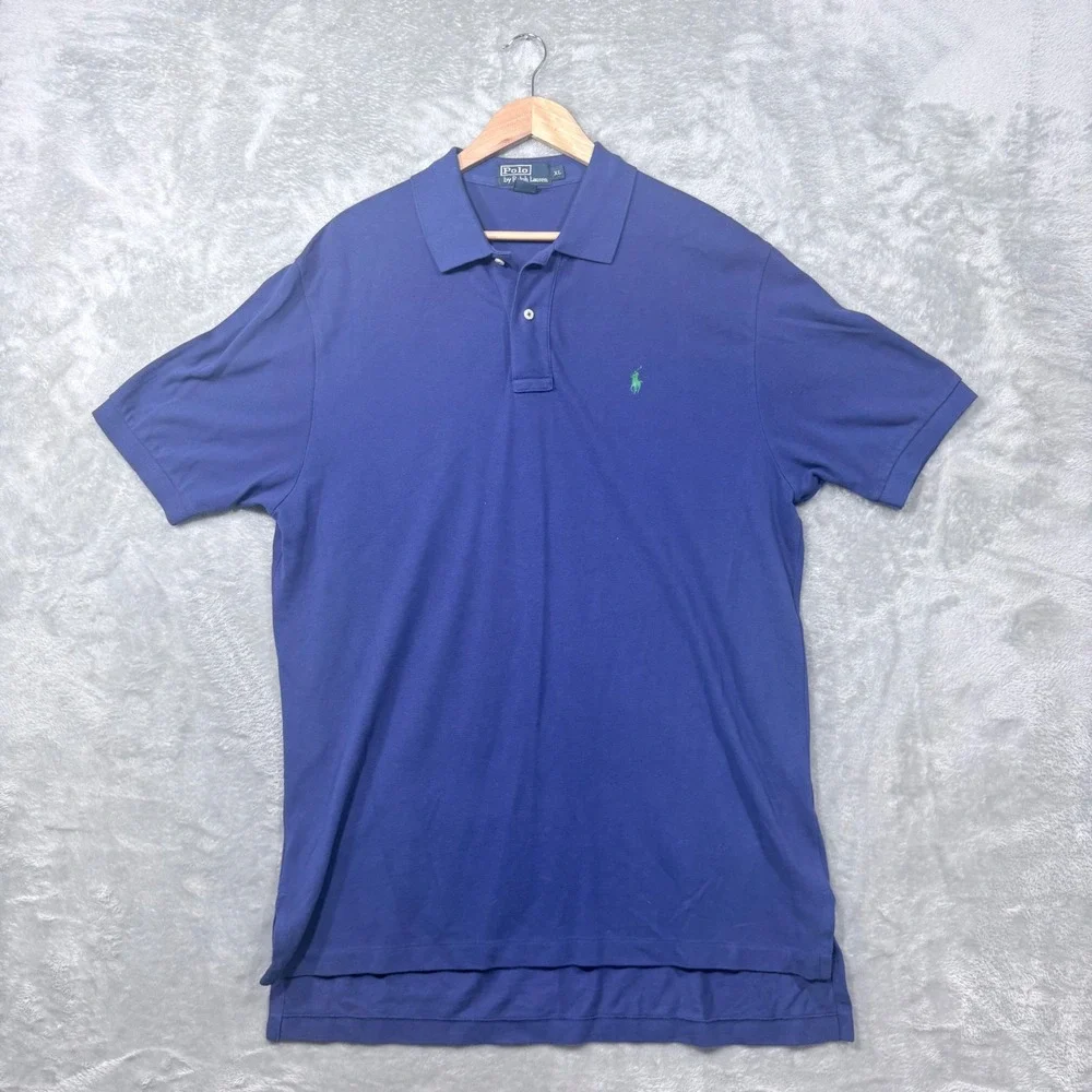 Polo Ralph Lauren Polo Shirt Men XL Blue Green Pony Pique Short Sleeve Classic